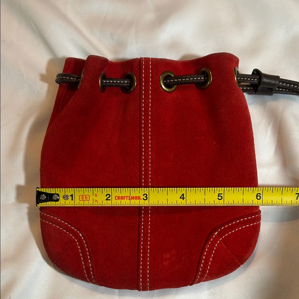 Coach Vintage Soho Drawstring Suede Wristlet in Bordeaux - Picture 9 of 13